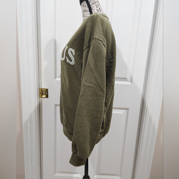 Olive Green Sweatshirt with White Lettering - Picture 4 of 9